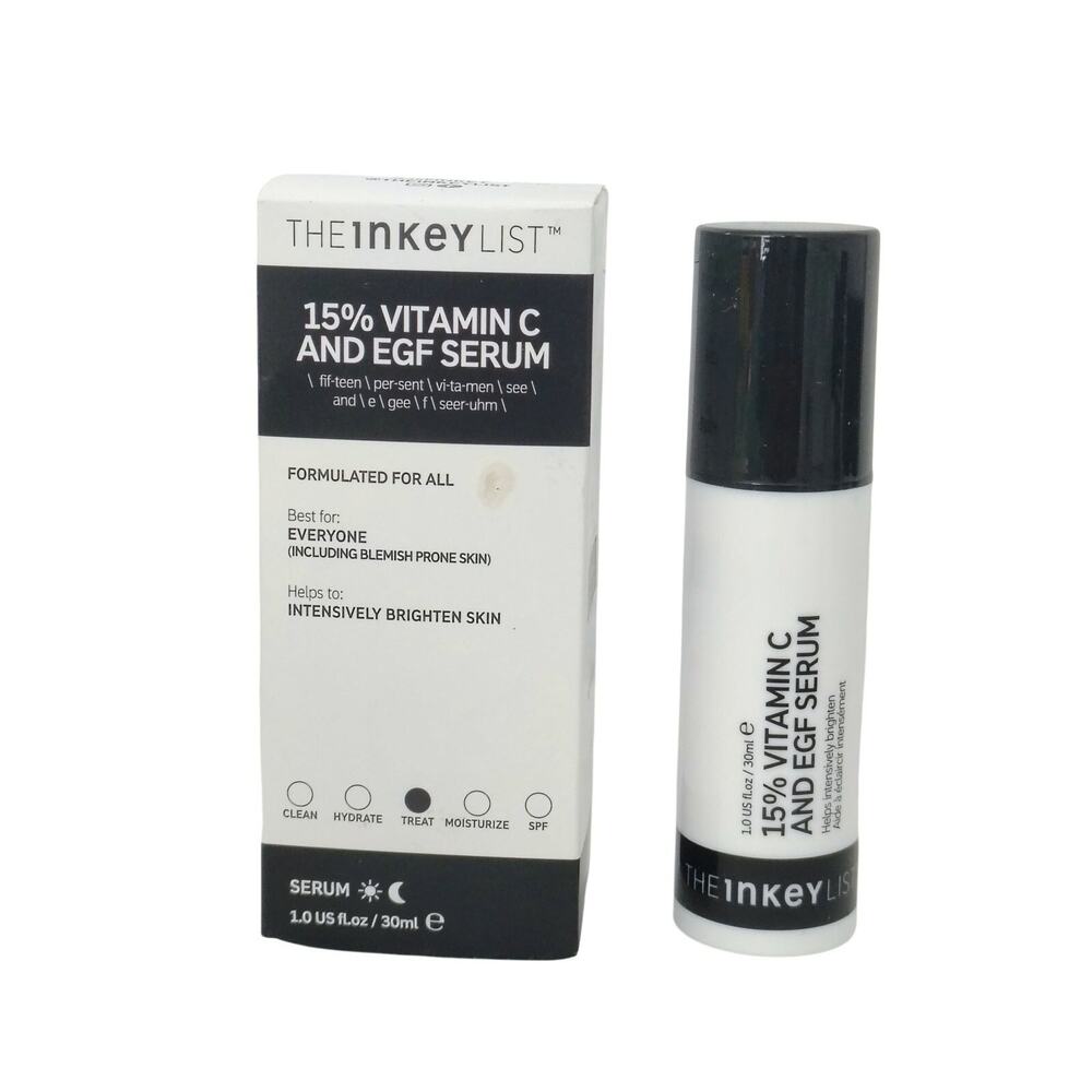 The Inkey List 15% Vitamin C & EGF Serum All Skin Types Brighten 1.0 oz. NEW